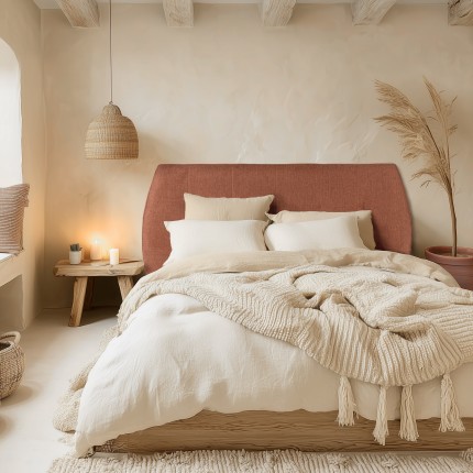 Tête de lit rembourrée pour lits 140/160cm couleur terracotta / orange