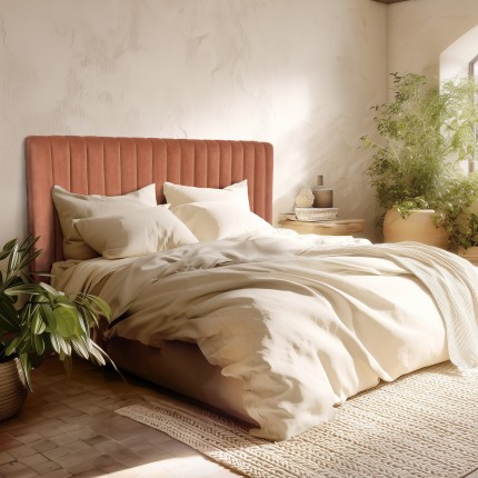 Tête de lit rembourrée pour lits 140/160cm velours orange