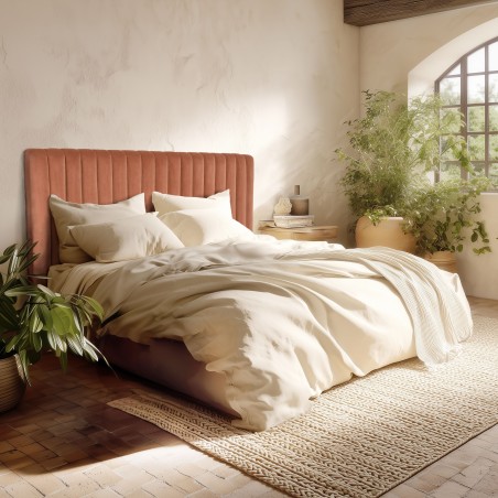 Tête de lit rembourrée pour lits 140/160cm velours orange
