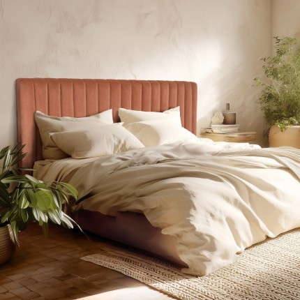 Upholstered headboard for 140/160cm beds in orange velvet