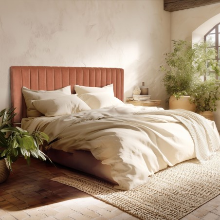 Upholstered headboard for 140/160cm beds in orange velvet