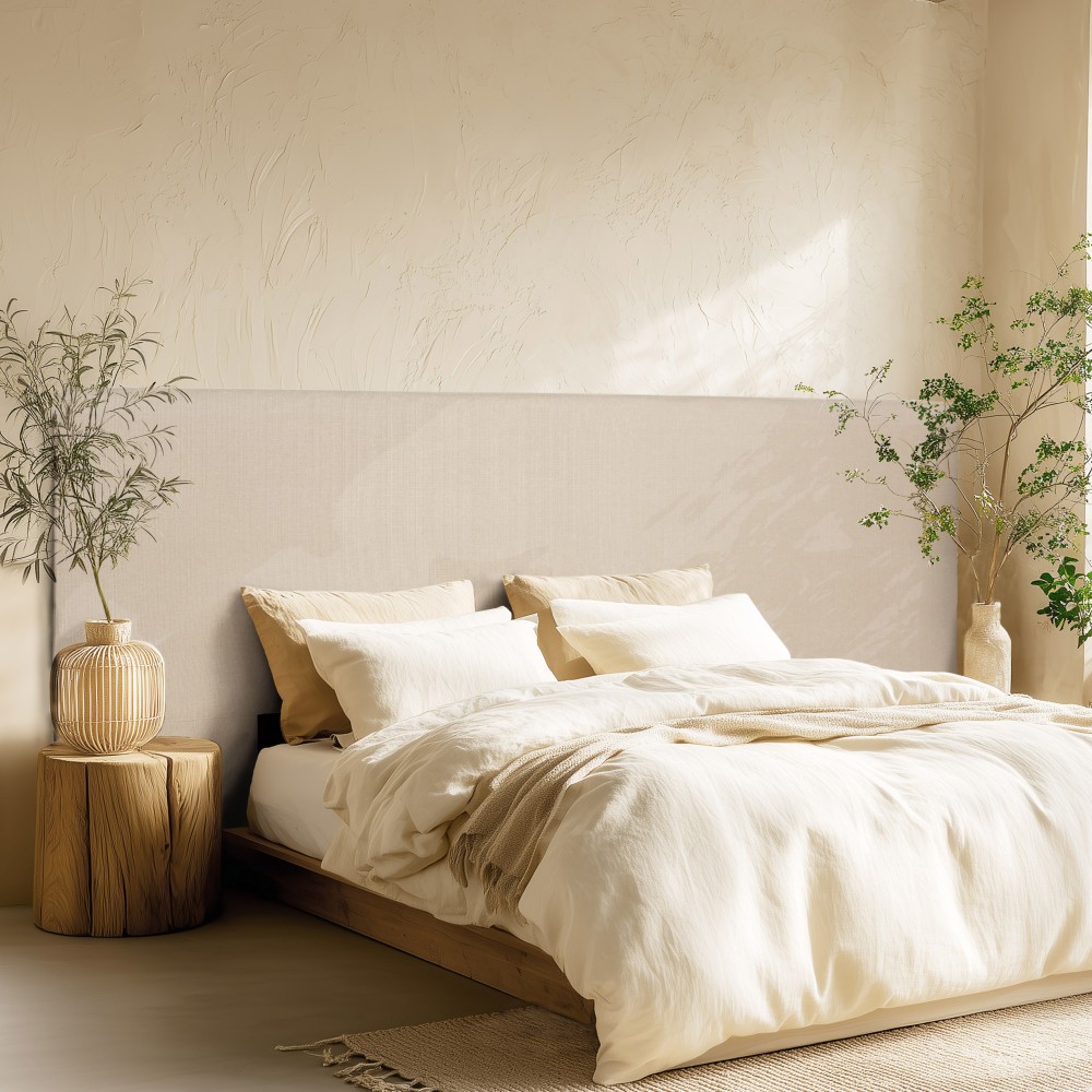 Upholstered headboard for 140/160 cm beds, linen colour
