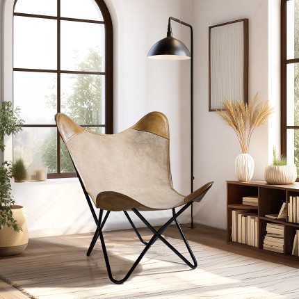 Chaise en toile et cuir papillon / butterfly - Collection Marcel
