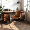 Lot de 2 chaises en cuir marron et pieds acier