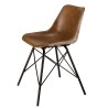 Lot de 2 chaises en cuir marron et pieds acier