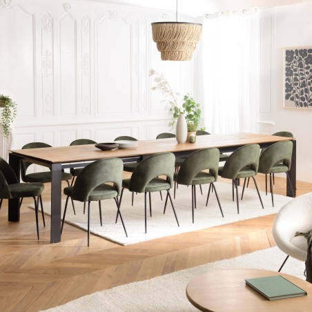 Outdoor dining table 250/350x100cm recycled teak with metal legs