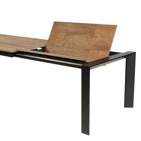 Outdoor dining table 250/350x100cm recycled teak with metal legs