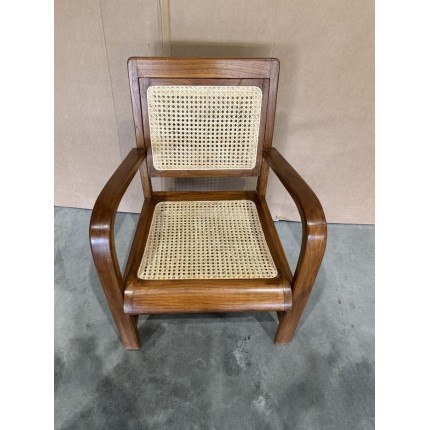 SECONDE MAIN - Fauteuil mindi et cannage bois foncé