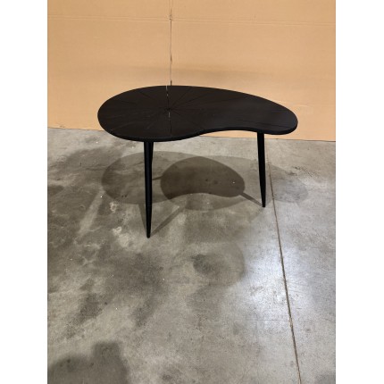 SECONDE MAIN - Table d’appoint plateau texturé noir mat pieds fer noir