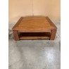 SECOND HAND - Square brown coffee table with shelf, 90x90cm, Mindi wood
