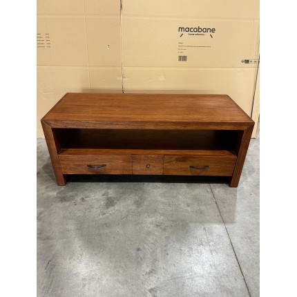 LAUREN Brown TV Stand with 2 Large Drawers and 1 Small Drawer