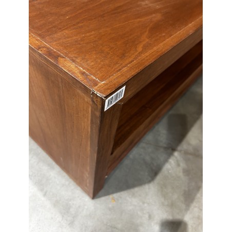 SECONDE MAIN - Meuble TV marron 2 grands tiroirs 1 petit tiroir bois Mindi