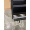 ALMA Brown/Black TV Stand with Sliding Glass Doors - Trendy and Functional