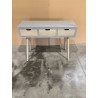 SECONDE MAIN - Console grise 3 tiroirs beiges bois Pin