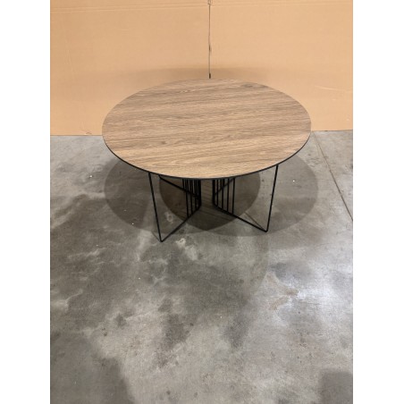 JULIA Beveled Coffee Table 70x70cm Mocha Black Metal Graphic Legs