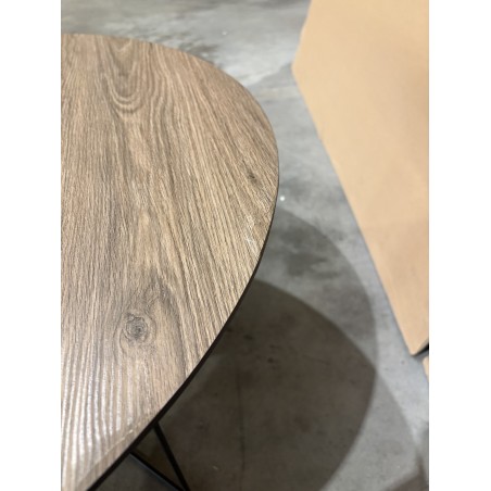 JULIA Beveled Coffee Table 70x70cm Mocha Black Metal Graphic Legs