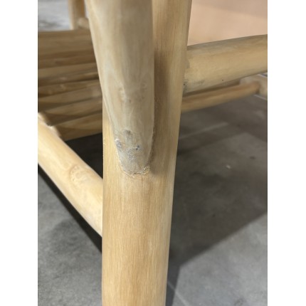SECONDE MAIN - Table basse rect. BORNEO en branches de teck double plateau