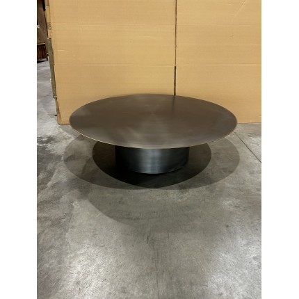 JAMES Round Coffee Table 120x120cm - Black Iron with Gold Trim