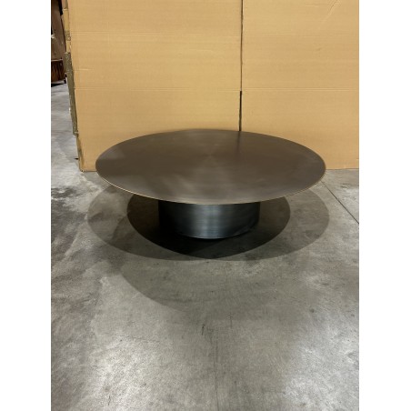 JAMES Round Coffee Table 120x120cm - Black Iron with Gold Trim