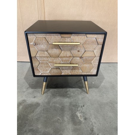DORRIE - Black Bedside Table with 2 Drawers, Scandi-Style