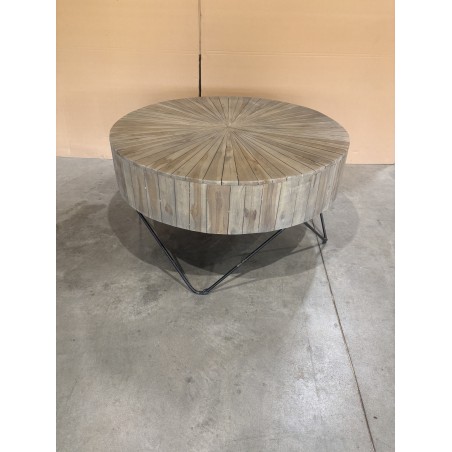 CLARA Round Coffee Table 90x90cm - Natural Teak Wood