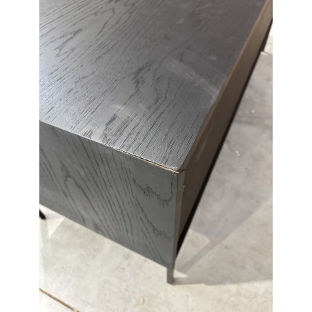 MAXENDRE - Natural TV Stand with 1 Door, 2 Drawers and Black Metal Legs