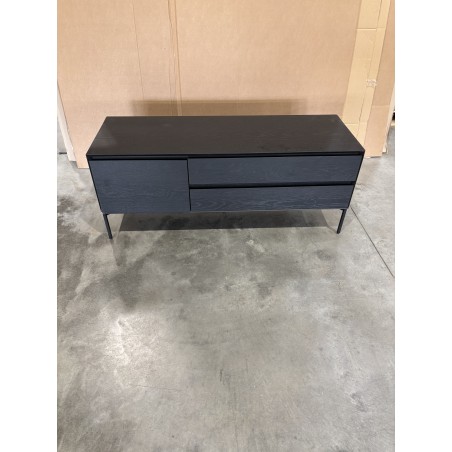 MAXENDRE - Natural TV Stand with 1 Door, 2 Drawers and Black Metal Legs