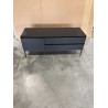 MAXENDRE - Natural TV Stand with 1 Door, 2 Drawers and Black Metal Legs