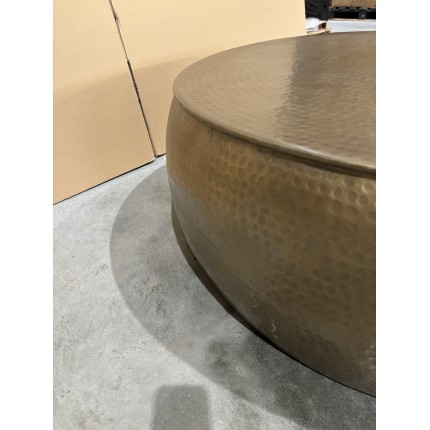 SECONDE MAIN - Table basse ronde 106x106cm effet martelé aluminium doré