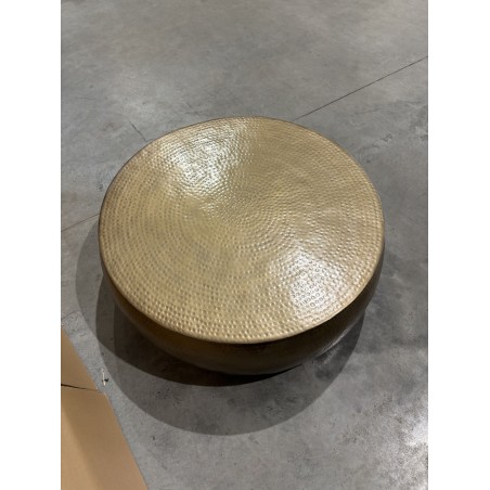 SECONDE MAIN - Table basse ronde 106x106cm effet martelé aluminium doré