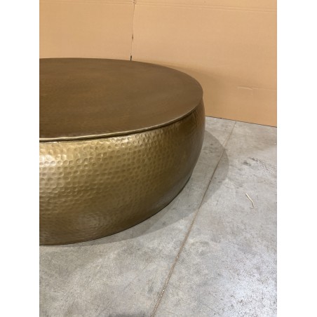 SECONDE MAIN - Table basse ronde 106x106cm effet martelé aluminium doré