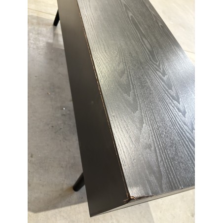 ANGELO Black Wooden TV Stand with 3 Drawers and Cane Finish