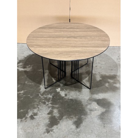 JULIA Beveled Coffee Table 70x70cm Mocha Black Metal Graphic Legs