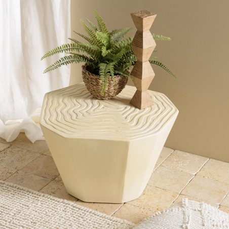 SECONDE MAIN - Tabouret effet souche d’arbre en béton beige