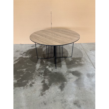 JULIA Beveled Coffee Table 70x70cm Mocha Black Metal Graphic Legs