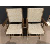 SECONDE MAIN - Ensemble de 2 fauteuils de jardin pliants en bois Acacia et rotin synthétique