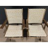 SECONDE MAIN - Ensemble de 2 fauteuils de jardin pliants en bois Acacia et rotin synthétique