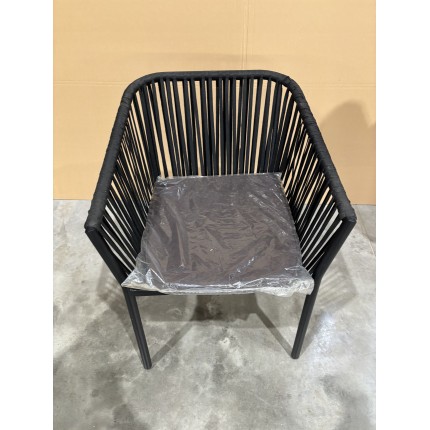 Fauteuil de jardin noir avec cordage | SECONDE VIE