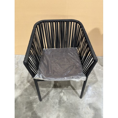 Black garden armchair with rope | SECONDE VIE