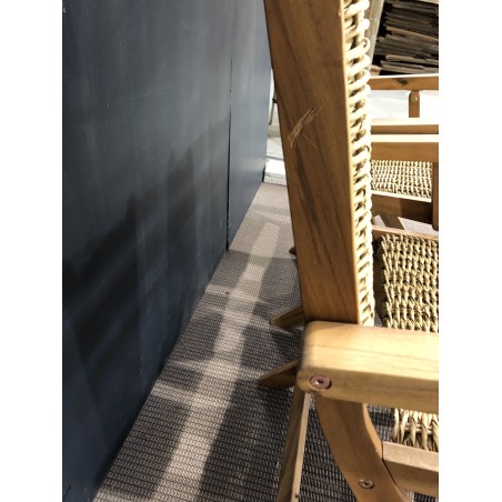 SECONDE MAIN - Lot de 2 fauteuils pliants acacia huilé et rotin synthétique