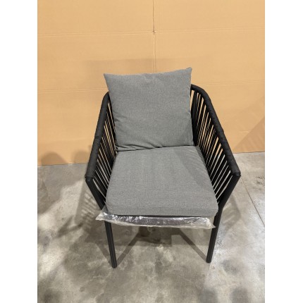 Fauteuil de jardin noir avec cordage noir | SECONDE VIE