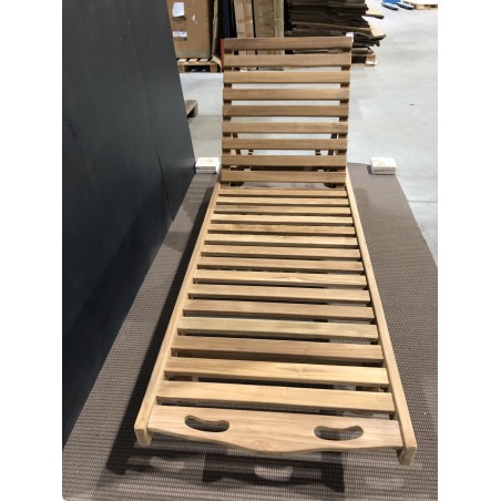 SECONDE MAIN - Bain de soleil avec roulettes en bois Teck