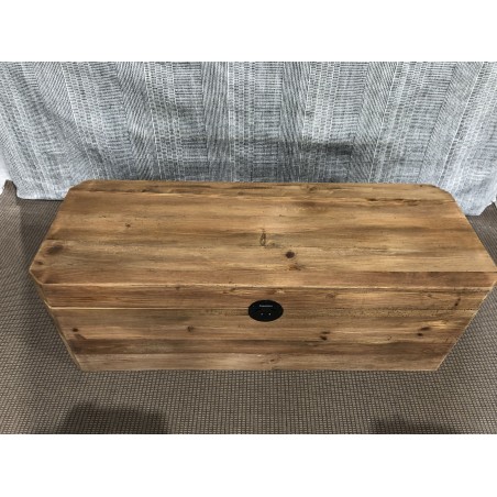 SECOND HAND - Brown storage chest, recycled pine with black metal handles