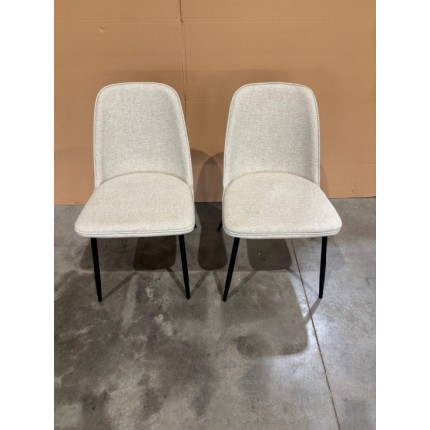 2 chaises tissu écru dossier droit | SECONDE MAIN