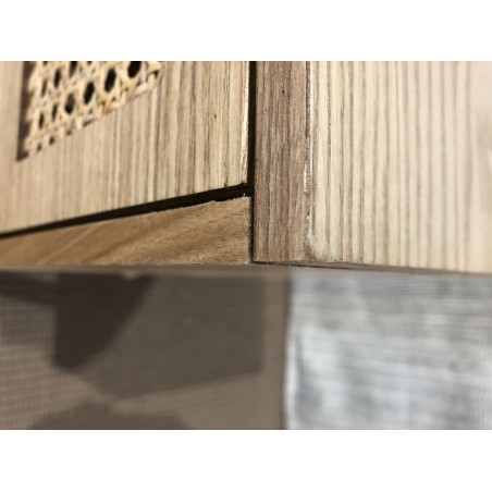 SECOND HAND - RODRIGO - Natural-colored bedside table with 1 drawer and cane detailing