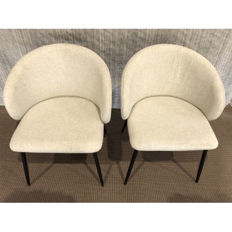 TOM - Set of 2 Fir ecru velvet Chairs
