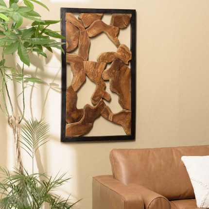 Wall decoration 120x70 abstract shapes in teak | SECOND LIFE