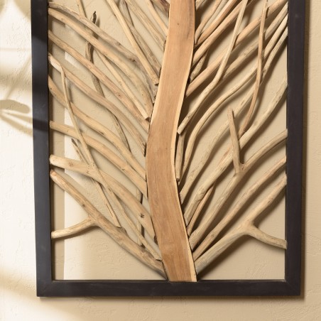 Déco murale 120x70cm motif teck arbre de vie | SECONDE MAIN