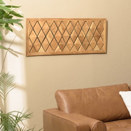 Wall decoration 120x50cm teak diamond pattern | SECOND LIFE