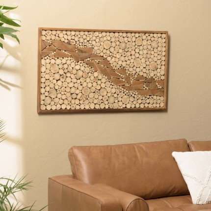 120x70cm teak wall decoration, natural frame | SECONDE VIE